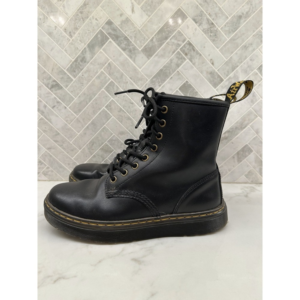 Dr. Martens Zavala Combat Boots Women's‎ Size 6 Black Smooth Leather AW004